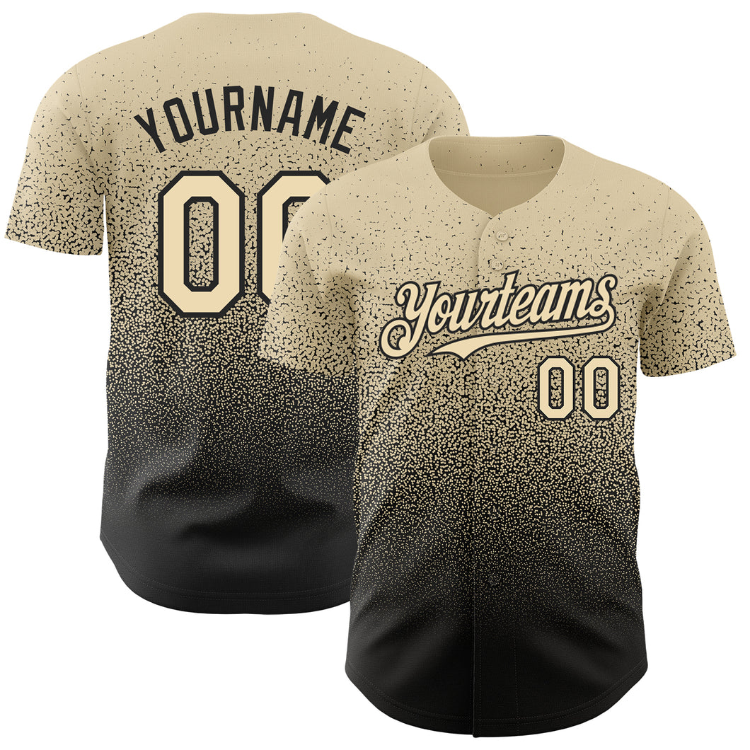 Custom Cream Black Authentic Fade Fashion Baseball Jersey