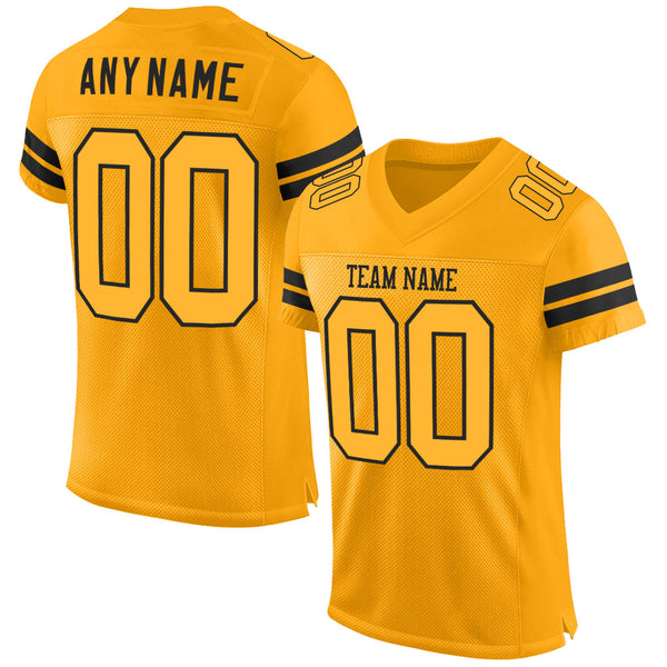 Custom Gold Gold-Black Mesh Authentic Football Jersey Fast Shipping –  FiitgCustom