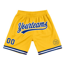 Load image into Gallery viewer, Custom Gold Royal-White Authentic Throwback Basketball Shorts
