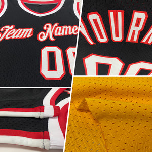 Custom Gold Black-White Authentic Throwback Basketball Jersey