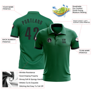 Custom Kelly Green Black Performance Golf Polo Shirt