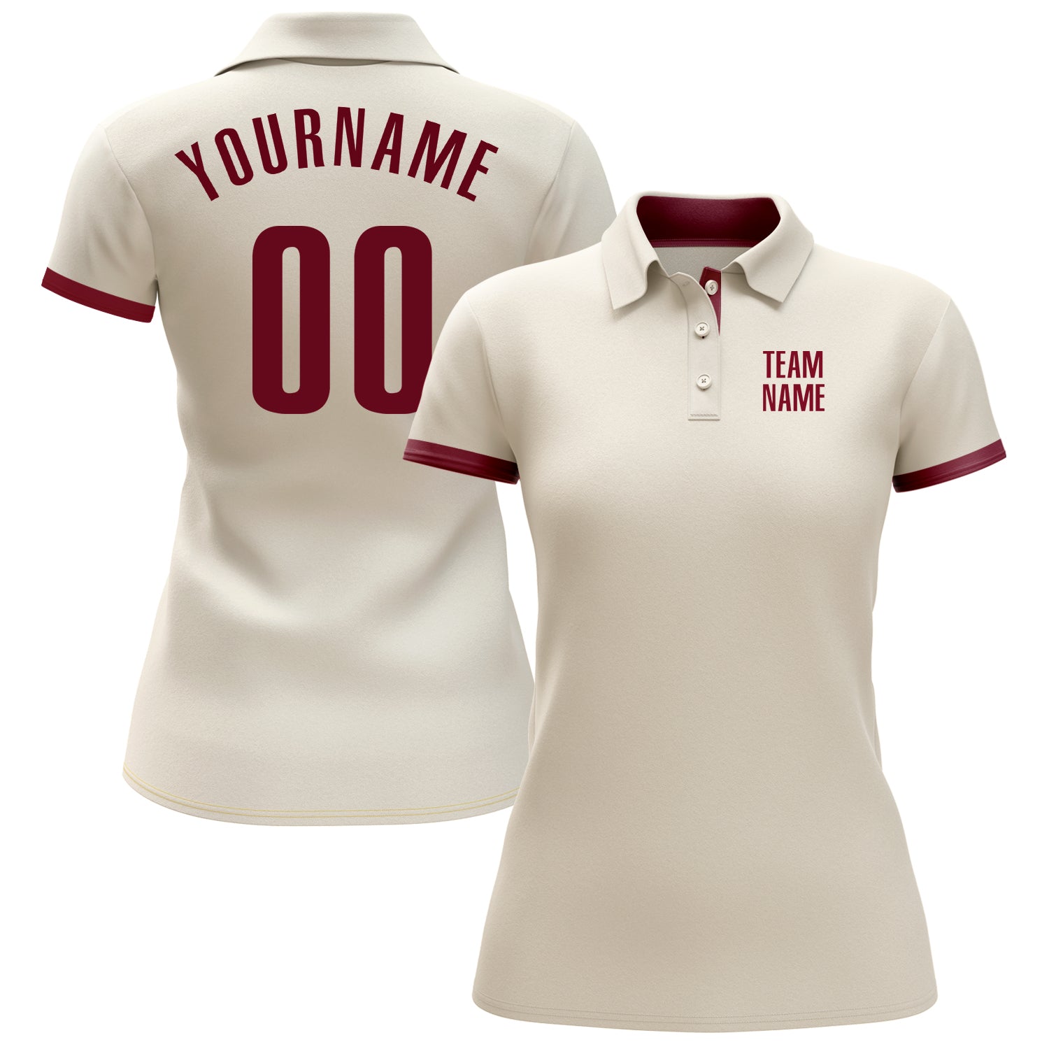 Custom Cream Crimson Performance Golf Polo Shirt Women's Size:3XL