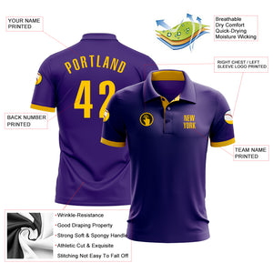 Custom Purple Yellow Performance Golf Polo Shirt