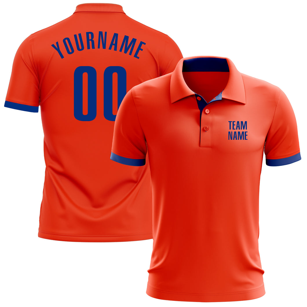 Custom Orange Royal Performance Golf Polo Shirt