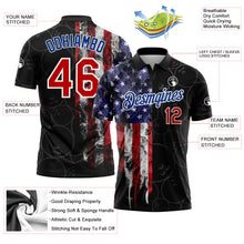 Load image into Gallery viewer, Custom Black Red-Royal 3D Pattern Design Bowling Ball American Flag Performance Golf Polo Shirt

