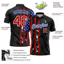 Load image into Gallery viewer, Custom Black Red-Royal 3D Pattern Design Golf Ball American Flag Performance Golf Polo Shirt
