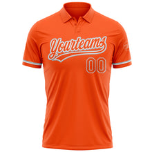 Load image into Gallery viewer, Custom Orange White-Gray Performance Vapor Golf Polo Shirt
