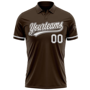 Custom Brown White-Gray Performance Vapor Golf Polo Shirt