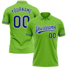 Load image into Gallery viewer, Custom Neon Green Royal-White Performance Vapor Golf Polo Shirt
