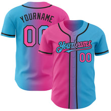 Load image into Gallery viewer, Custom Sky Blue Pink-Black Authentic Gradient Fashion Baseball Jersey
