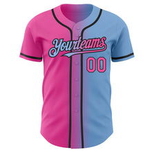 Load image into Gallery viewer, Custom Light Blue Pink-Black Authentic Gradient Fashion Baseball Jersey
