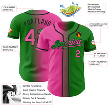 Load image into Gallery viewer, Custom Grass Green Pink-Black Authentic Gradient Fashion Baseball Jersey
