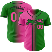 Load image into Gallery viewer, Custom Grass Green Pink-Black Authentic Gradient Fashion Baseball Jersey
