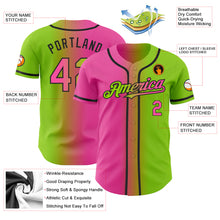 Load image into Gallery viewer, Custom Neon Green Pink-Black Authentic Gradient Fashion Baseball Jersey
