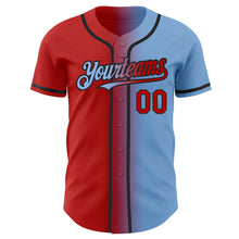 Load image into Gallery viewer, Custom Light Blue Red-Black Authentic Gradient Fashion Baseball Jersey
