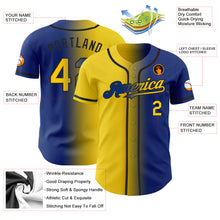 Load image into Gallery viewer, Custom Royal Yellow-Black Authentic Gradient Fashion Baseball Jersey
