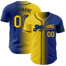 Load image into Gallery viewer, Custom Royal Yellow-Black Authentic Gradient Fashion Baseball Jersey
