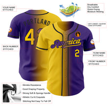 Load image into Gallery viewer, Custom Purple Yellow-Black Authentic Gradient Fashion Baseball Jersey
