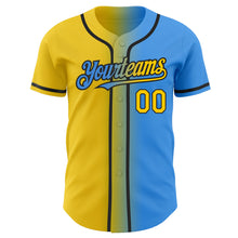 Load image into Gallery viewer, Custom Electric Blue Yellow-Black Authentic Gradient Fashion Baseball Jersey
