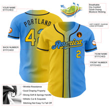 Load image into Gallery viewer, Custom Electric Blue Yellow-Black Authentic Gradient Fashion Baseball Jersey
