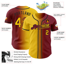 Load image into Gallery viewer, Custom Crimson Yellow-Black Authentic Gradient Fashion Baseball Jersey
