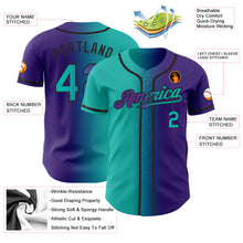 Load image into Gallery viewer, Custom Purple Aqua-Black Authentic Gradient Fashion Baseball Jersey
