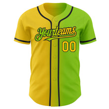 Load image into Gallery viewer, Custom Neon Green Yellow-Black Authentic Gradient Fashion Baseball Jersey
