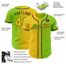 Load image into Gallery viewer, Custom Neon Green Yellow-Black Authentic Gradient Fashion Baseball Jersey
