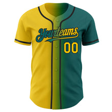 Load image into Gallery viewer, Custom Teal Yellow-Black Authentic Gradient Fashion Baseball Jersey
