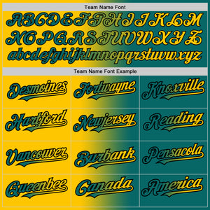 Custom Teal Yellow-Black Authentic Gradient Fashion Baseball Jersey