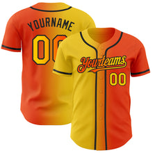 Load image into Gallery viewer, Custom Orange Yellow-Black Authentic Gradient Fashion Baseball Jersey
