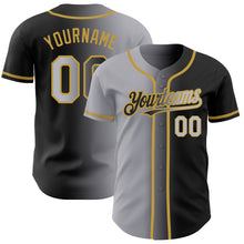 Load image into Gallery viewer, Custom Black Gray-Old Gold Authentic Gradient Fashion Baseball Jersey
