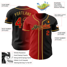 Load image into Gallery viewer, Custom Black Red-Old Gold Authentic Gradient Fashion Baseball Jersey
