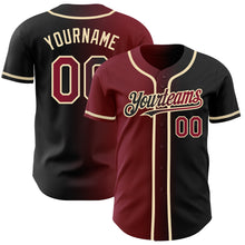 Load image into Gallery viewer, Custom Black Crimson-City Cream Authentic Gradient Fashion Baseball Jersey
