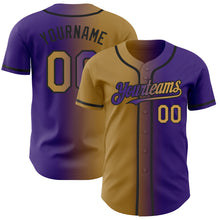 Load image into Gallery viewer, Custom Purple Old Gold-Black Authentic Gradient Fashion Baseball Jersey
