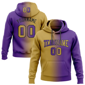 Custom Stitched Purple Old Gold-Black Gradient Fashion Sports Pullover Sweatshirt Hoodie