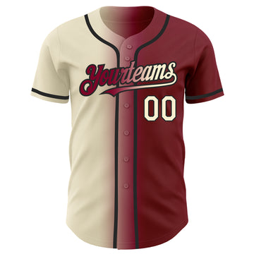 Custom Maroon Cream-Black Authentic Gradient Fashion Baseball Jersey