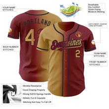 Load image into Gallery viewer, Custom Maroon Old Gold-Black Authentic Gradient Fashion Baseball Jersey
