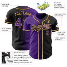 Load image into Gallery viewer, Custom Black Purple-Old Gold Authentic Gradient Fashion Baseball Jersey
