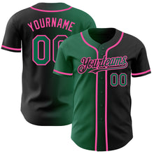 Load image into Gallery viewer, Custom Black Kelly Green-Pink Authentic Gradient Fashion Baseball Jersey
