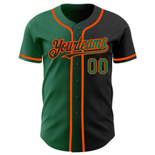 Load image into Gallery viewer, Custom Black Kelly Green-Orange Authentic Gradient Fashion Baseball Jersey
