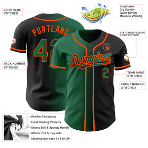 Custom Black Kelly Green-Orange Authentic Gradient Fashion Baseball Jersey