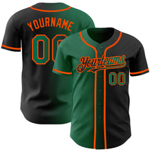 Load image into Gallery viewer, Custom Black Kelly Green-Orange Authentic Gradient Fashion Baseball Jersey
