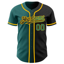 Load image into Gallery viewer, Custom Black Teal-Gold Authentic Gradient Fashion Baseball Jersey
