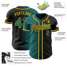 Load image into Gallery viewer, Custom Black Teal-Gold Authentic Gradient Fashion Baseball Jersey
