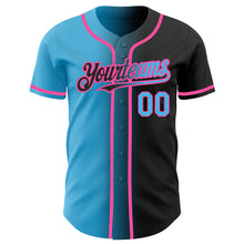 Load image into Gallery viewer, Custom Black Sky Blue-Pink Authentic Gradient Fashion Baseball Jersey
