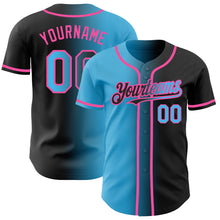 Load image into Gallery viewer, Custom Black Sky Blue-Pink Authentic Gradient Fashion Baseball Jersey
