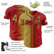 Load image into Gallery viewer, Custom Red Old Gold-Black Authentic Gradient Fashion Baseball Jersey
