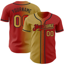 Load image into Gallery viewer, Custom Red Old Gold-Black Authentic Gradient Fashion Baseball Jersey
