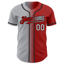 Load image into Gallery viewer, Custom Red Gray-Black Authentic Gradient Fashion Baseball Jersey
